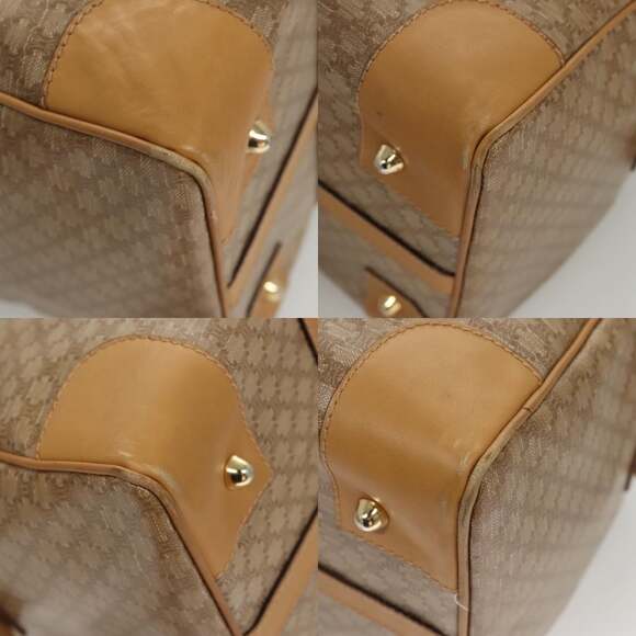 CELINE Macadam Canvas Boston Bag Pvc Leather Brown Gold - Picture 10 of 12